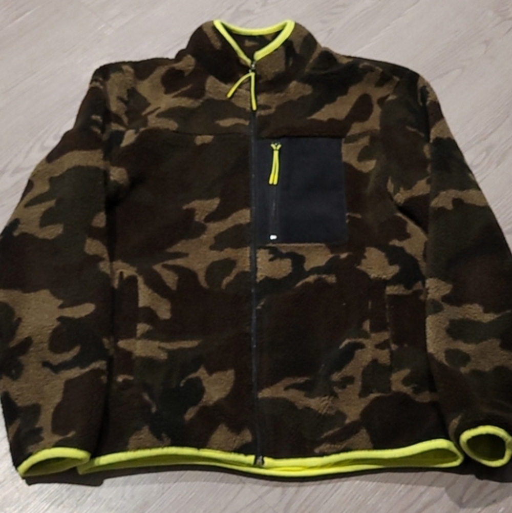 PacSun Camo Fleece Jacket with Neon Accents